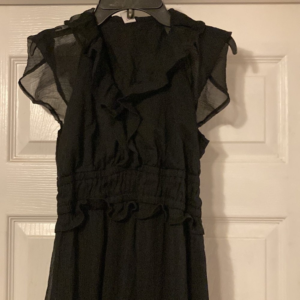 Old Navy Black Midi Dress with Ruffle Details - Picture 3 of 8